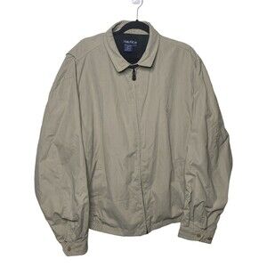 Nautica Mens Full Zip Performance Jacket Size XXL Khaki Beige